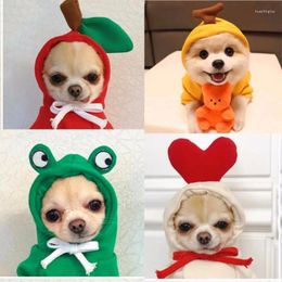 Dog Apparel Pet Winter Warm Hoodies Cat Cute Fruit Costume Fleece Plush Clothes For Small Dogs Cats Pets Supplies