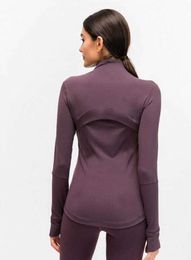 L-732 Autumn Winter Zipper Define Jacket Quick-Drying Outfit Yoga Clothes Long-Sleeve Thumb Hole Training Running Women Piglulu Slim