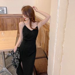 Casual Dresses Summer For Women 2023 Black Sling Long Dress Beach Cool Robe Longue Femme Easy Matching Vestidos