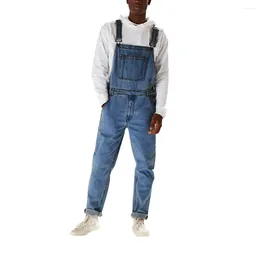 Men's Pants Jumpsuit Overalls Mens Pocket Streetwear Jeans Solid Colour Suspender Cargo Trousers With Straps Workwear Clothing