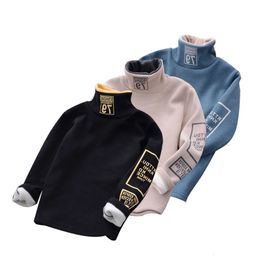 Pullover 4 12 Years Old Teenager Boys Girls Clothes Casual Autumn Winter Long Sleeve High Neck T shirt Tops for Boy Children s Clothing 231206