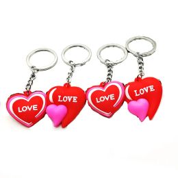 Creative Love Keychain Pendant PVC Peach Heart Key Chain Bag Decoration Keyring Valentine's Day Gift LL