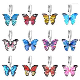 Dangle Earrings 3 Pairs Cute Enamel Women Animal Charm Sweet Silver Colour Butterfly Drop Party Jewellery Gift Wholesale