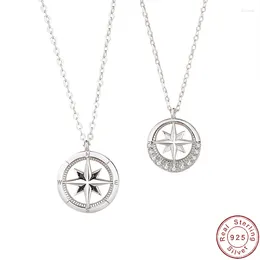Pendants JIALY CZ Star Compass S925 Sterling Silver Couple Necklace Simple Clavicle Chain For Women Birthday Jewellery Gift