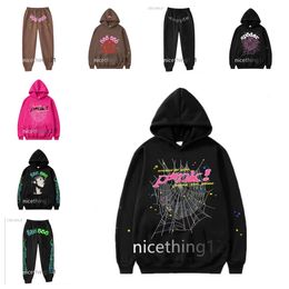 Spider hoodie hoodies designer tracksuit sp5der pants mens womens cotton Sweatshirt Hoody High Quality Foam Print Spider Web Graphic Pink Pullovers hoodies