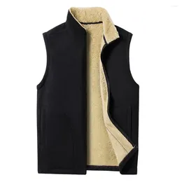 Men's Vests Men Vest Jacket Winter Sleeveless With Warm Fleece Lining Stand Collar Zipper Placket For Autumn