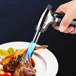 Windproof Lighter Jet Turbo Inflatable No Gas Cigar Spray Gun Outdoor Strong Metal Kitchen BBQ Flashlight