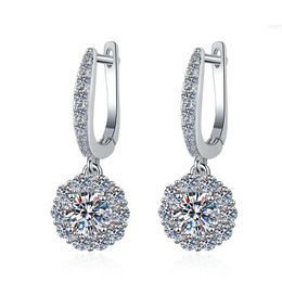 S925 Sterling Silver Earrings Moissanite Flower-shaped 0.5-1 Carat Fashion Jewelry to Send His Girlfriend.