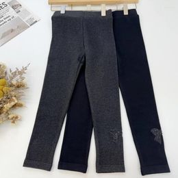 Trousers In STOCK Autumn/Winter 2023 Children's Embroidered Sequin Bow Leggings And Fleece Warm Pants