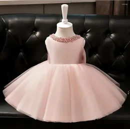 Girl Dresses Summer Baby Kids Baptism For Born 1 Year Birthday Pink Tulle Children Princess Christening Ball Gown Party Frock