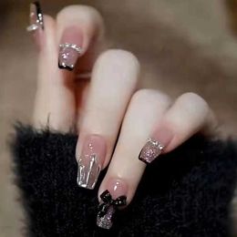 Internet famous black butterfly wearing Armour mature and atmospheric ballet nail art patches finished diamond fake nails