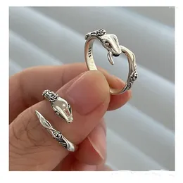 Cluster Rings Top Quality 925 Silver Ring For Lady Finger Accessories Trend Snake Pattern Women Jewellery Adjustable