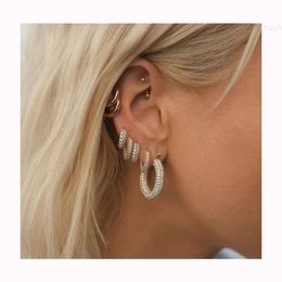 Fashion Two Sizes Moissanite Earrings Gold Silver Brass Small Mini Huggies Diamond Hoop Earring Women