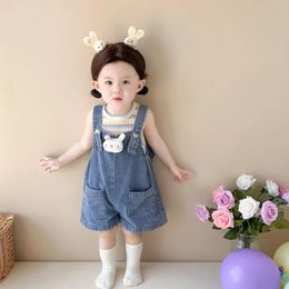 Clothing Sets Summer Kids Clothes Toddler Girls Cute Outfits Striped Vest Denim Straps Baby Suits Children's