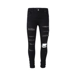 Designer Hip Hop Pants Street Fashion Men Jeans Elastic Ripped Jeans Men Stretch Skinny Trousers Brand Patch