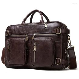 Briefcases Vintage Men's Cow Leather Bag Office Bags For Men Totes Briefcase Messenger Male Laptop