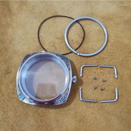 Watch Repair Kits 47mm Sapphire Crystal Or Mineral Glass Stainless Steel Cases Carving Decorative Pattern Fit ETA6497/6498 ST3600 Movement