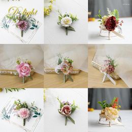 Brooches Rose Simulation Flower Brooch Men's Groom Suit Pin Jewellery Opening Ceremony Dinner Wedding Supplies Pink Corsage Exquisite Gifts