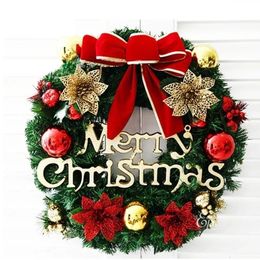 Christmas Decorations 45cm Christmas Wreath Xmas Door Garlands Oranments Merry Christmas Decor for Home 2024 Happy Year Naviidad Door Pendants 231207