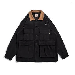 Men's Jackets 2023 Spring Autumn Men Pocket Streetwear Fashion Outdoor Vintage Cargo Jacket Overcoat Daily Korean Loose Casual Coats