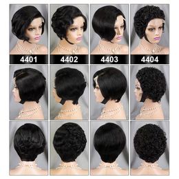 Short Pixie Cut Human Hair 4x4 Lace Frontal Wigs Glueless Short Bob Wig Pre Plucked With Natural Hairline