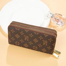 Top Quality Fashion Women Clutch Wallet Pu Leather Wallet Single Zipper Wallets Lady Ladies Long Classical Purse with Orange Box C2217