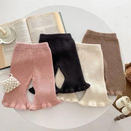 Trousers Korean Children Knitted Wear Spring Autumn Girls Candy Colour Flare Pants Female Baby Western Style Casual Leggings
