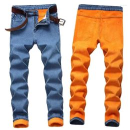 Men's Jeans 2023 Winter Fleece Warm For Men Casual Fashion Thicken Pants Male Stretch Streetwear Denim Trousers