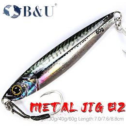 Baits Lures B U Sea fishing Slow Jig Metal Jigging Spoon 3D Print Laser Artificial Bait Boat Fishing Super Hard Fish 231206