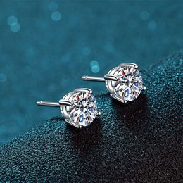 0.6-2ct Friction d Colour Vvs1 Round Lab Created Diamond Earrings Men 925 Sterling Silver Moissanite Stud for Women