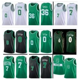 2023 Kinder Jugend Herren Basketball Trikots 0 33 7 36 Jayson Tatum Larry Bird Jaylen Brown Marcus Smart Kevin Garnett Paul Pierce City Shirt Green Edition Trikot