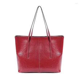 Evening Bags Oil Waxed Cowhide Leather Women Handbag Classic Female Split Tote Bag Shoulder Lady Large Capacity