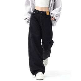 Women's Jeans Black Baggy Jean Y2K Harajuku Hippie Korean Oversize Wide Leg Denim Pants Female Casual Kpop Streetwear Trousers 231206