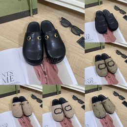 Top Women Shoes Ebony Slipper Closed Toe Golden Slipper G Letter Buckle Sandals Fashion Embroidered Shoes Womens Mule Luxury with Box