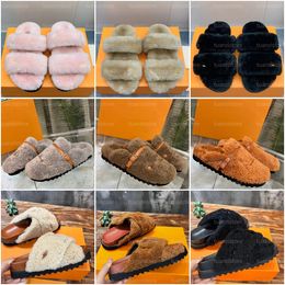 Luxury Women Sunset Comfort Flat Mule slippers Designer fashion Autumn winter styles Casual Bom Dia wool leather Rubber sole Platform Paseo Mule slippers Size 35-41