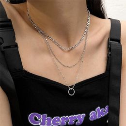 Pendant Necklaces HI MAN Three-Layer O Star Moon Long Heart Leaf Neck Deer Necklace Women Fashion Minimalist Girlfriend Gift Jewelry