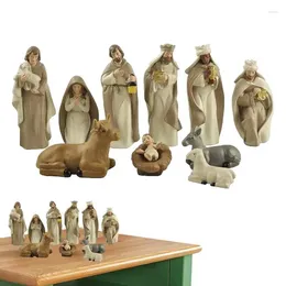 Decorative Figurines Nativity Figures Set 10pcs Portable Christmas Figure Flexible Christ Birth Of Jesus Ornaments Multifunctional