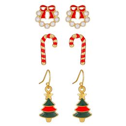Stud New Arrival Vintage Gold Plated Christmas Earring Set For Women Lovely Mix Bell Trees Enamel Stud Earrings Drop Delivery Jewelry Dhnj5