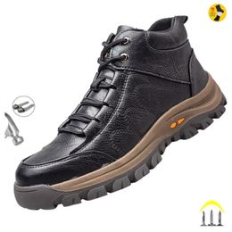 Safety Shoes Men Leather Safety Work Boots Steel Toe Puncture-proof Indestructible Safety Shoes Staleneus Construction Welding Work Boots 231207