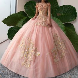 Pink Sweetheart Quinceanera Dresses Ball Gown Sleeveless Appliques Lace Beads Vestidos Quinceanera 2024 Brithday Party Gown