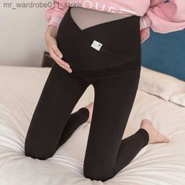 Maternity Bottoms Women Pregnant Across Waist Leggings For Maternity Nuring Abdominal Elastic Clothes Black Grey Pregnancy Belly Pencil Pants Q231207