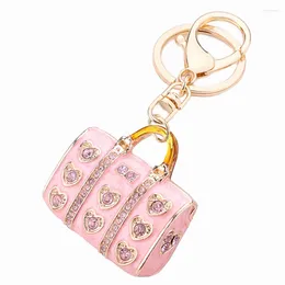 Keychains Chaveiro Fashion Rhinestone Bolsos Keychain Keyring Charm Crystal Heart Bag Key Chain Ring Holder Women Car Accessories R205