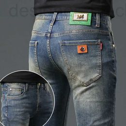 Men's Jeans designer jeans H brand high-end jeans, men's slim fitting small straight tube elastic casual long pants, trendy and versatile Korean version pants 73Q2