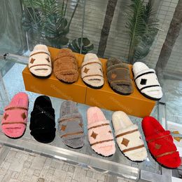 Designer Cosy Clog Wool Mule Sandals Snow Dia Flat Comfort Mules Winter Sandal Fashion Women Sliding Sandals