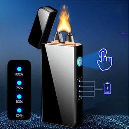 Fifth Generation High-tech Creative Electric Flame Rechargeable Lighter USB High-end Gift Smoking Set Cigar Cigarette