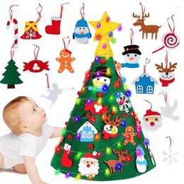 Christmas Decorations DIY Felt Tree For Kids Decorative With Candy Cane Snowflakes Pre-Kindergarten Toys Living Room