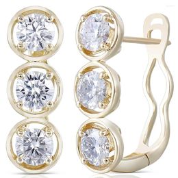 Dangle Earrings 10K AU417 Yellow Gold 0.5 Carat Each All Use 3ct Round DVVS Moissanite Hoop For Women U Shaped Huggies