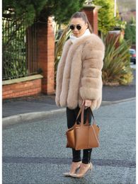 Women's Fur Faux Fur Large size ladies winter fur jacket long sleeve winter jacket ladies real fur coat leather jacket 231206
