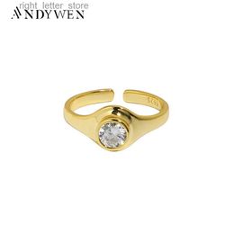 Solitaire Ring ANDYWEN 925 Sterling Silver Big One ZIrcon Resizable Women Ring 2O21 Adjustable Fashion Fine Jewelry 2021 Wedding Crystal YQ231207