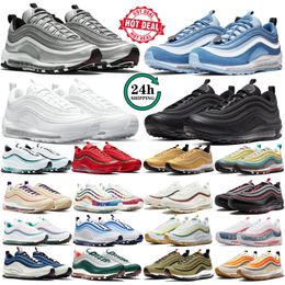 Running shoes 97 men women 97s Triple black white silver Blue Iron Grey Metallic Gold Sail Sesame Light Bone Blueberry mens Trainers Sneaker